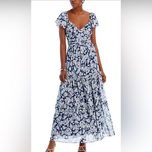 Aqua Womens Tiered Metallic Evening Dress